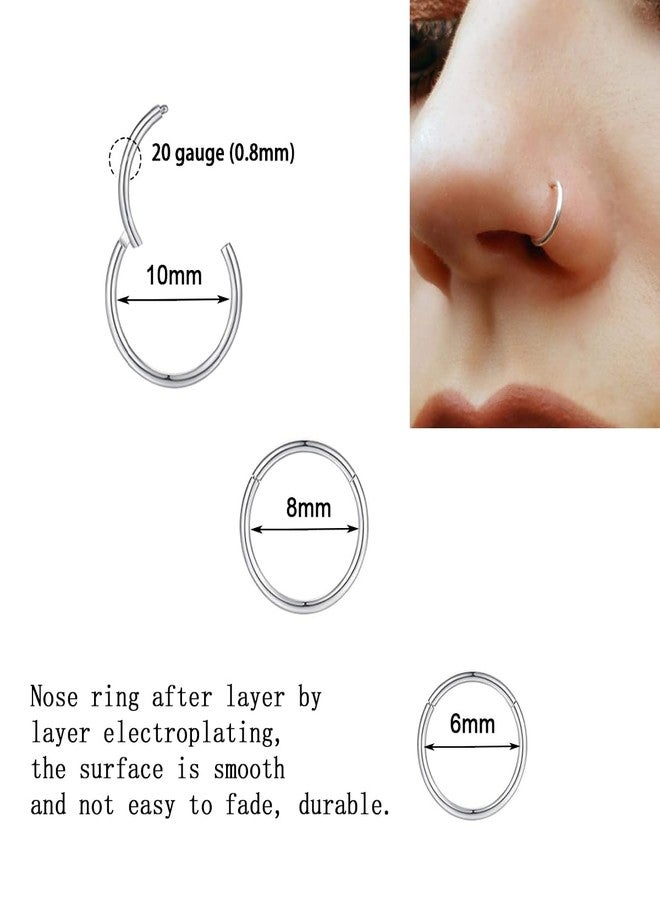 مجموعة دافكا من 9 قطع من حلقات الأنف للرجال والنساء - مصنوعة من الفضة المضادة للحساسية، فولاذ مقاوم للصدأ 316L، حلقات أنف مفصلية عيار 18، أقراط أنف عيار 20، حلقات أنف حلزونية على شكل حرف L لثقب الأنف المتعدد والأذنين الحساسة - Image 5
